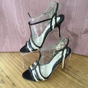 Giorgio Armani Black and White Strappy Sandals Size 36 (US6)